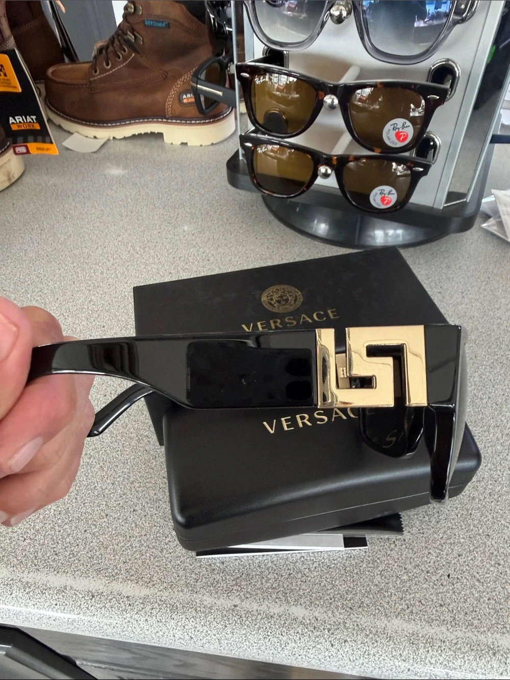 Versace Black Men's Sunglasses with Dark Lenses